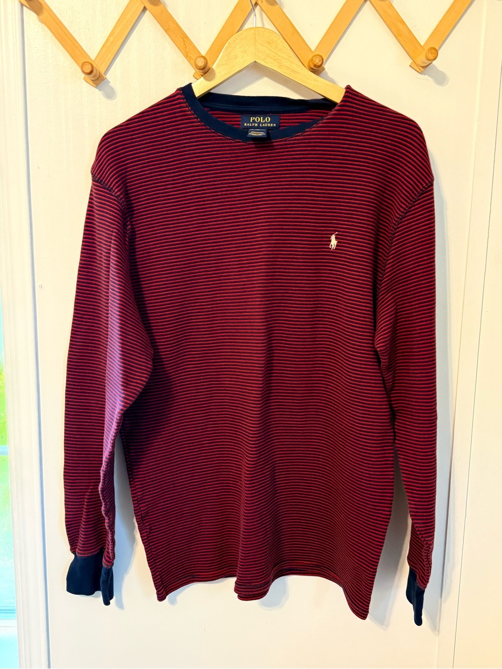 Polo by Ralph Lauren Men’s Long-Sleeve Striped Sweater Red & Blue 100% Cotton
